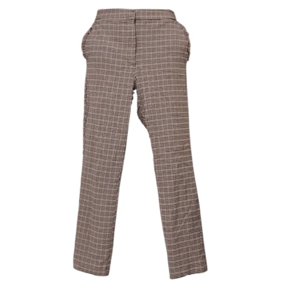 Zara Basic Women’s Brown Black Tan Plaid Checkered Print Shinny Pants XL